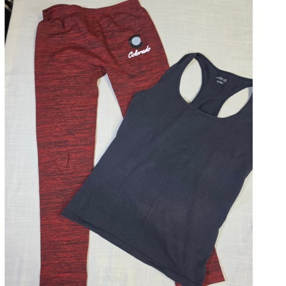 Boxercraft Colorado Space Dye Leggings & BCG Racerback Tank Top Set Red Black L